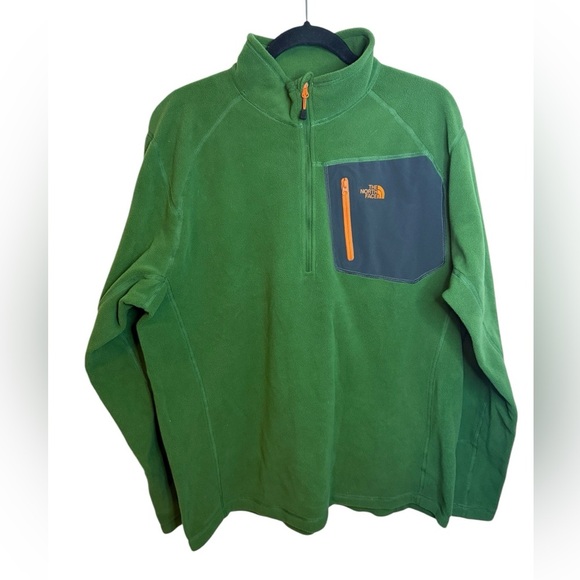 The North Face Men’s Green Fleece Quarter Zip Pullover - Picture 1 of 6